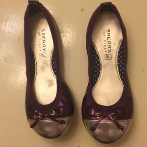 Girl’s Sperry Elise Ballet Flat Metallic Berry